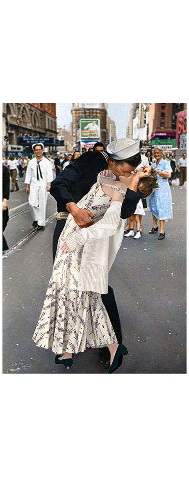 The V-J Day Kiss in times square virtual fitting photo